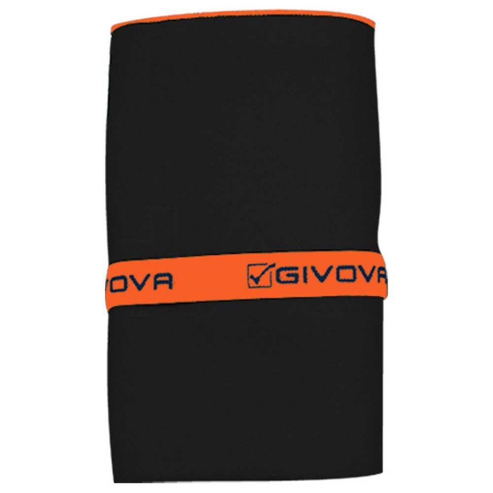 Givova BIG MICROFIBER TOWEL 80 * 165 BLACK/FLUORESCENT ORANGE ONE SIZE