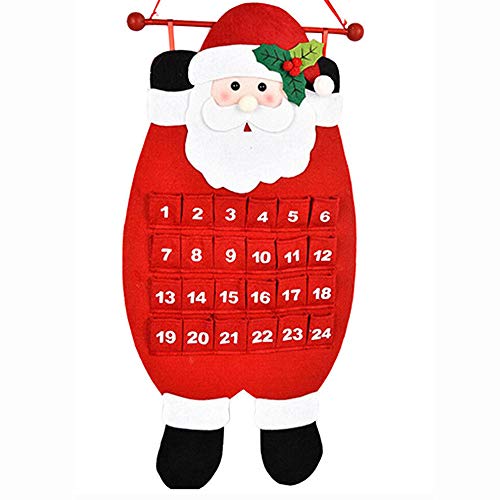 2019 Calendar,Christmas Old Man Snow Man Deer Calendar Advent Countdown Calendar (Red) - Thumbnail 2