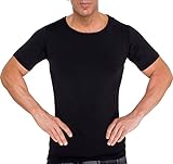 LISH Men's Slimming Light Compression Crew Neck Shirt - Short Sleeve Body Shaper T-Shirt For Gynecomastia, Weight Loss by