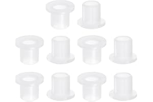 HARFINGTON 10pcs Flanged Sleeve Bearings 8mm Bore 10.6mm OD 12mm Length Nylon Bushings for Shaft, White