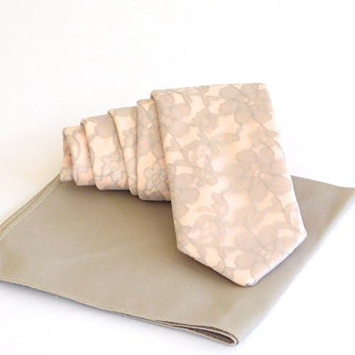 Light blush pink floral lace necktie and square set