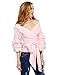 SheIn Women's Bow Waist-tie Ruffle Bell Sleeve Sweet Blouse Top Medium Pink