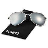 Duduma Premium Full Mirrored Aviator Sunglasses w/ Flash Mirror Lens Uv400 (Silver frame/Silver mirror lens)
