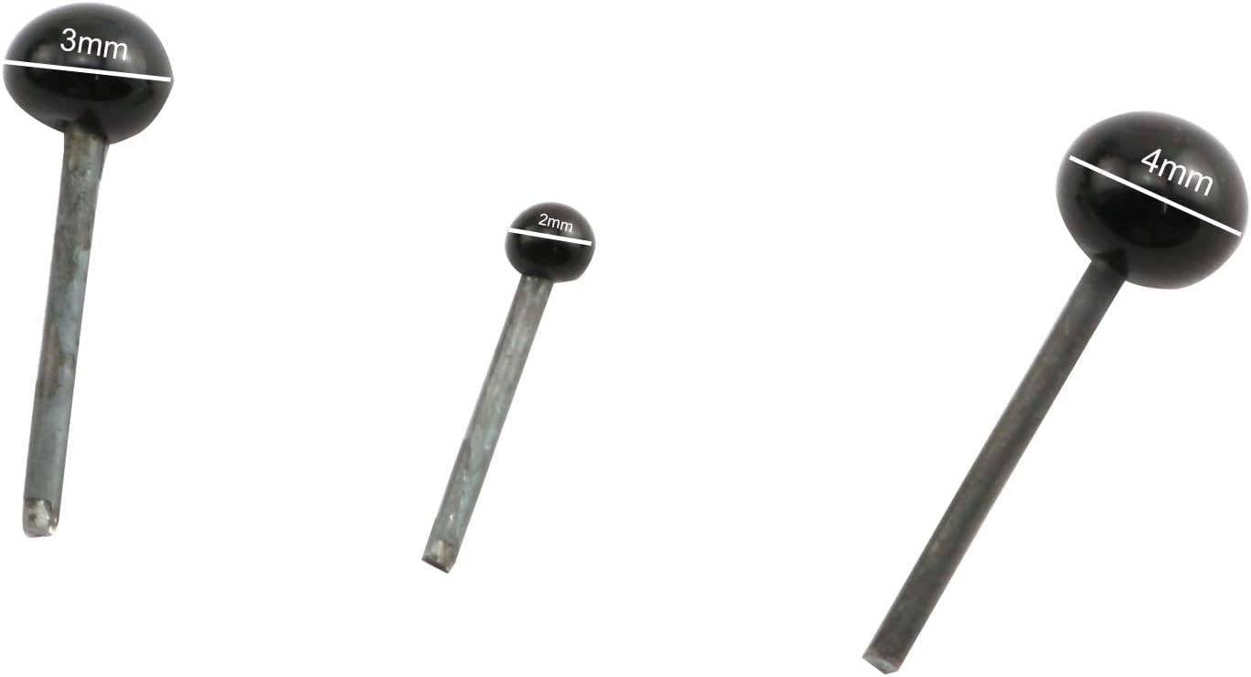 Glass Eye 150PCS 2/3/4mm Black Beans Needle Type Glass Eyes Balls for Puppet Doll Craft