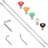 Pressure Washer Extension Wand, 120" Stainless Steel Lance with 30°/90°/120° Curved Rods, 5 Nozzle Tips, 1/4" Quick Connect, 4000 PSI for Gutter, Roof, and Siding Cleaning
