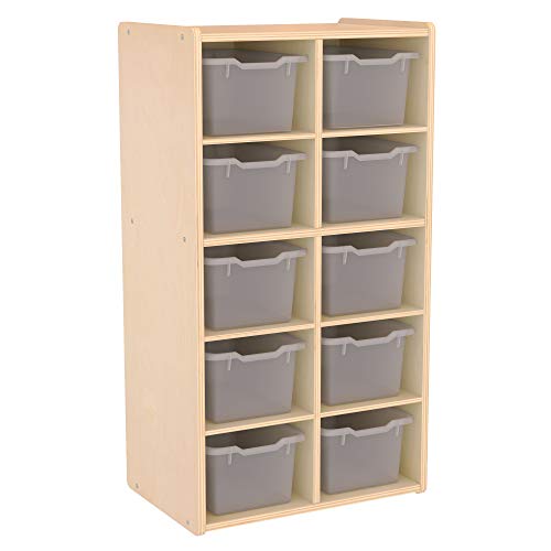ECR4Kids Birch Streamline 10Cubby Storage w 10 Bins, Cubby
