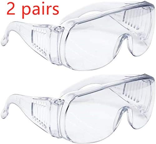 Protective Safety Glasses with Transparent Anti-Fog Design-high Impact Resistance-Anti-Virus Saliva-Perfect Goggles for Laboratory, Chemical and Workplace Safety,Free Glasses Cleaning Cloth(2 Pairs)