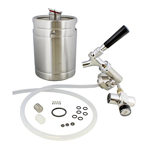 Mini Keg with Mini Keg Regulator and Beer Dispenser, 64 oz - Portable Keg Draft Beer Dispenser, Portable Beer Dispenser