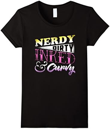 Women's Curvy Tees | Nerdy Dirty Inked And Curvy | Geek Tattoo tee XL Black