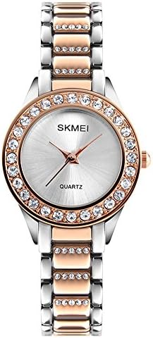 Cheamlion Womens Teens Girls Dual Tone Bling Synthetic Crystal Quartz Watch