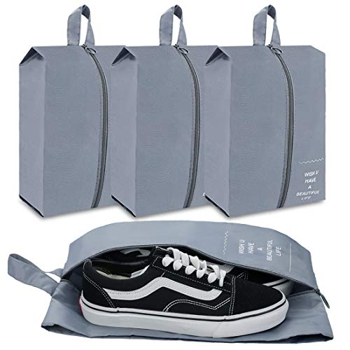 eachway Travel Shoe Bags Set of 4 Waterproof Nylon with improved Zipper for Men & Women (Light Blue,3Pack)
