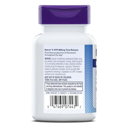 NATROL 5-HTP 200MG DIETARY SUPPLEMENT TO SUPPORT A BALANCED MOOD, 60 TIME RELEASE TABLETS, 60 DAY SUPPLY