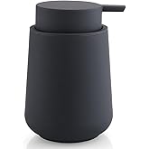 YAUKPH Matte Gray Liquid Hand Soap Dispenser Plastic 11 oz - Modern Minimalist Style for Bathroom & Kitchen Countertop Refillable