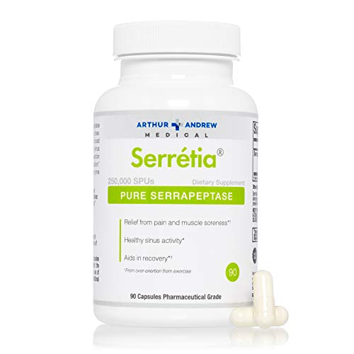 Arthur Andrew Medical - Serretia, Pure Serrapeptase, Relief from Pain and Muscle Soreness and Healthy Sinus Activity, Vegetarian, Non-GMO, 90 Capsules