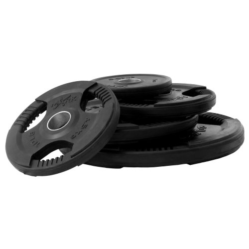 XMark Olympic EZ Curl Bar Black Manganese Phosphate Shaft with TRI-Grip 95 lb. Olympic Plate Weight Set, Use with Preacher Curl Bench, Utility or Dumbbell Benches, Bicep Curl and Triceps Extension