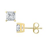 3.00 CT Princess Cut Diamond (6MM) Solitaire Stud
