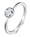 BORUO Cubic Zirconia Ring - 925 Silver Eternity Band - Elegant Crown Rings For Women - Sterling Silver Rings For Women - Silver Wedding and Anniversary Band Women, Size 4-12