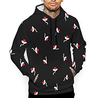 Jadetian Unisex Realistic Tiny Flowers Pattern Print Hooded Sweatshirt Fashion Drawstring Pullover Hoodie with Pockets