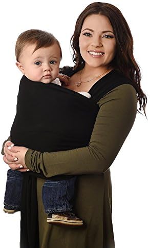 Baby Hearts New Bamboo Baby Carrier Wrap, Lightweight and Snug, Doubles as a Nursing Cover, Black
