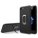 Qwinout iPhone X Case Cover Protection Magnetic Ring Case Shock-Absorption with Ring Scrub Minimalistic Style Surface Slim TPU Phone Case Phone Holder (Black)