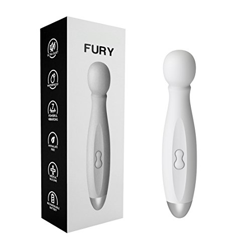 Fury Massage Wand, Waterproof, Wireless, & Rechargeable Mini Personal Massager (White)