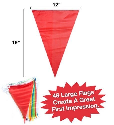100 Foot Pennant Banner, 48 Multicolor Weatherproof Flags - Fun, Versatile Party Decor for Kid's Parties, Carnivals, Indoor and Outdoor Events