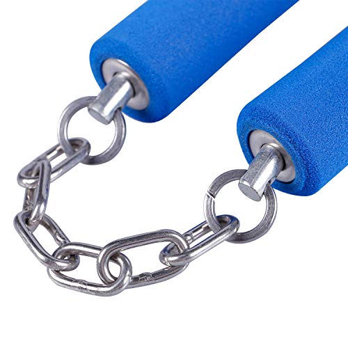 Aship Safety Foam Martial Art Sticks with Steel Swivel Chain - Professional Design, Martial Arts Supply Karate Sticks for Beginner & Kids Practice and Training - Blue 28CM/11â€