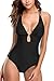 SOCIALA Womens Sexy One Piece Swimsuit High Cut Monokini Bathing Suit Backless Swimwear Black 2XL