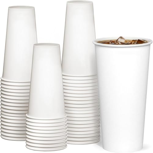 GUSTO [20 oz. - 600 ml - 100 Count Disposable White Paper Cups, Hot Coffee Cups - Eco-Friendly Hot Cups - Formerly Comfy Package