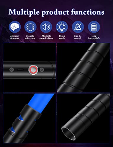 jvmusaber Lightsaber-Toy Fx-Saber Dueling-Force RGB-Sword - Type-C Rechargeable Metal Hilt Force Fx Dueling Light Saber 15 Colors Real Lightsaber for Adults Metal Hilt Three Sound Mode (Black)