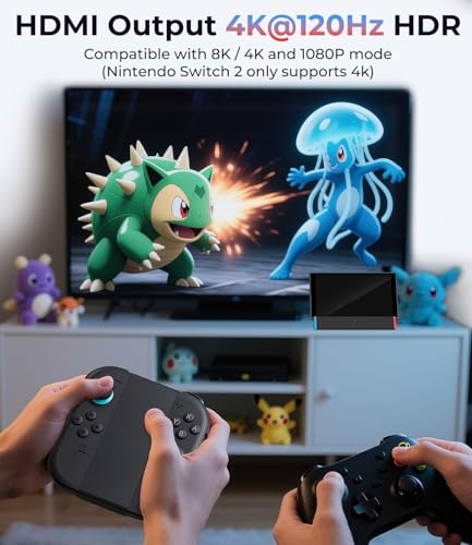 TV Dock Station for Nintendo Switch 2-4K@120Hz, Gigabit Ethernet, Portable Charger Dock Replacement with HDMI Adapter/Type C Port/USB Port for Nintendo Switch 2 2025