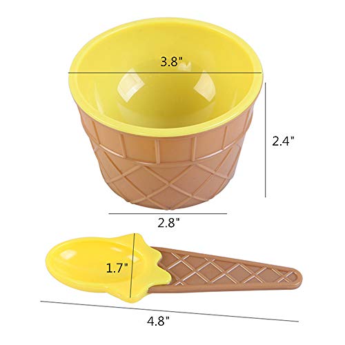 MonLiya 6 Pcs Ice Cream Dessert Bowls Ice Cream Scoop Set Sundae Cup Milkshake Cup Colorful Salad Dishes Fruit Salad Sundae Snack Frozen Yogurt Bowls Kit Home Kitchen Party Accessories