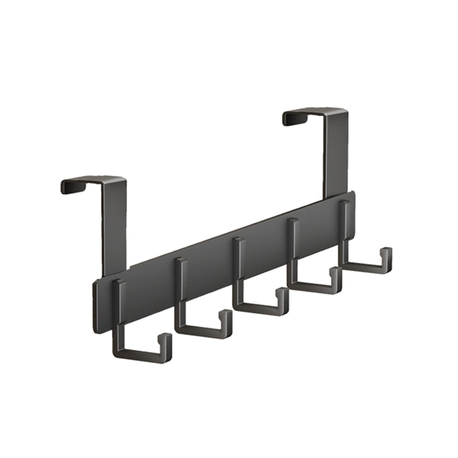 ASOPFYUM Over The Door Hook Hanger, Over Door Coat Hooks - 5 Hooks, Door Hook is Used to Hang Coats, Coats, Jackets, Towels, Bags or Various Other Items (Black)