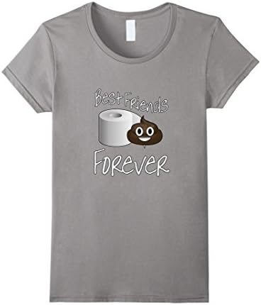 Women's Poop And Toilet Paper Best Friends Forever Emoji T-Shirt Large Slate
