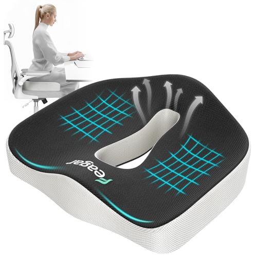 Feagar Large Office Chair Cushion: Ergonomic Chair Cushions, Non-Slip XXL, Relieve Pressure, Comfortable and Soft Orthopaedic Memory Foam Cushion Chair for Hemorrhoids, Car, Gaming Chair