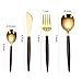 ArderLive 18/10 Stainless Steel Flatware Set with Box,6 Piece Office Utensils include Knife Fork Spoon Straws,Portable Utensils Set For Tavel,Camping,Hiking,Lunch box.(Wold+Golden)
