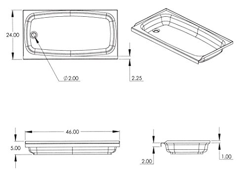 Lippert Components 209681 White 24" x 46" Left Handed Bath Tub