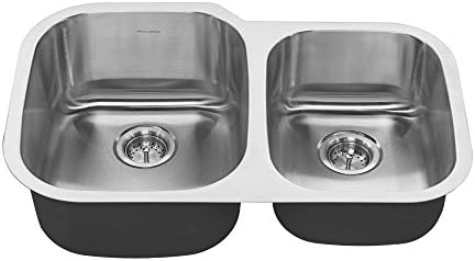 American Standard 18cr 9322100s 075 Portsmouth Undermount 32x21 Offset Double Bowl Kitchen Sink Stainless Steel Amazon Sg Home Improvement