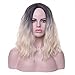Rosa Star Short Wavy Synthetic Hair Wigs for Women Ombre Hair Wig Synthetic Heat Resistant Cosplay Fiber Hair Wigs Blond Color (1t/613#)
