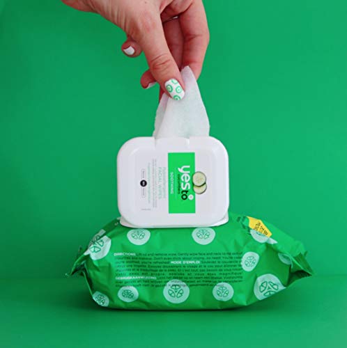 Yes To Cucumbers Soothing Hypoallergenic Facial Wipes for Sensitive Skin, 30 Count (Pack of 2)