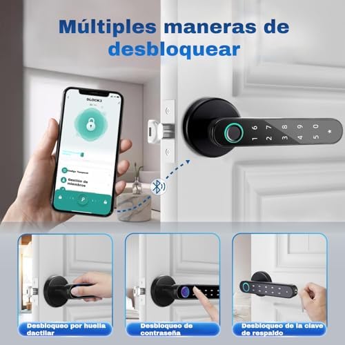 Fechadura Inteligente por Impressões Digitais, Fechadura Eletrónica 6 em 1, Aplicação Tuya, Cartão IC, NFC, Impressão Digital, Palavra-passe Digital, Chave Mecânica