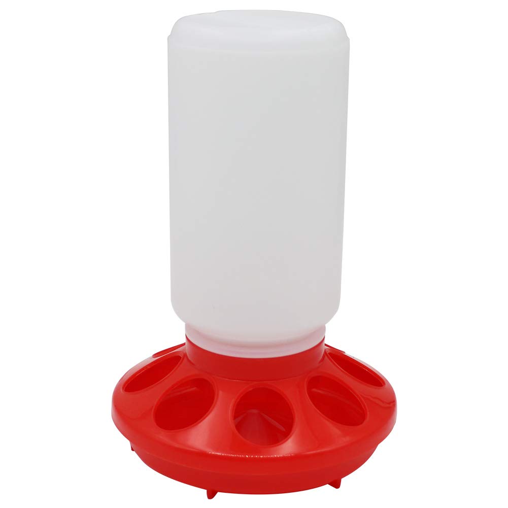 Plastic Hanging Poultry Feeder Drinker Chicken/Chick Starter Kit Mount Automatic Feeding System (Red)