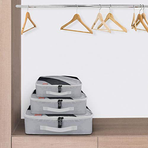 Idefair Travel Packing Cubes, 3Pcs Travel Luggage Packing Organizers for Packing Clothes, Grey