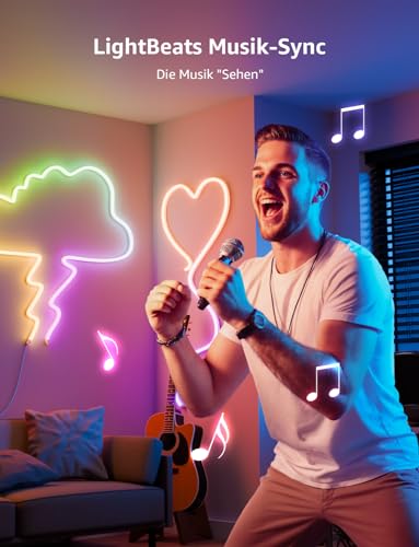 Lepro AI Neon LED Strip 6 m, LED Strip with App, Music & Voice Control | Compatible with Alexa & Google Assistant, for living room, gaming, party, wall decoration, personalised AI light designer