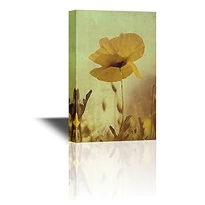 Canvas Wall Art - Retro Style Yellow Wild Flower on Abstract Background - Gallery Wrap Modern Home Art | Ready to Hang - 12x18 inches