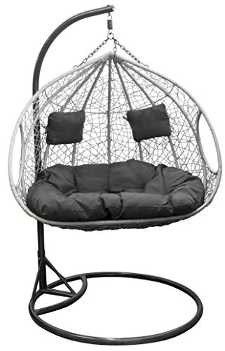 Trendyshop365 XL Polyrattan Outdoor Hängesessel mit Gestell inklusive Polster und Kissen Hängeliege Hängestuhl Garten – Bild 6