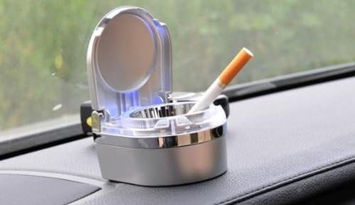 Fire Proof Mini-ashtray with Blue Led Light Shine When It Is Opened