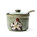 DoDola Ceramics Retro Flower Sugar Bowl with Lid and Spoon 5.5 Ounces Green