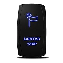 MICTUNING MIC-LSW1 5Pin Laser Lighted Whip Rocker Switch On-Off LED Light 20A 12V, Blue