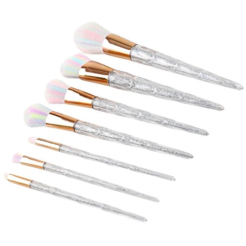 Sunbona 7 PCS Make Up Face Powder Foundation Eyebrow Eyeliner Blush Cosmetic Concealer Brushes Tool Set (B)